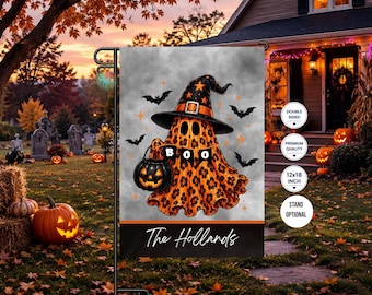 Halloween Ghost Flag, Cute Boo Garden Flag, Ghost Porch Decor, Fall Outdoor Banner, Fall Yard Decor , Spooky Signs