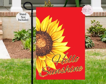 Sunflower Garden Flag  , Hello Sunshine Flag , Welcome Flag , Yard Decor ,Garden Decor, Porch Decor , Sunflower Flags