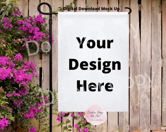 Garden Flag Mock Up, White Sublimation Flag Mock Up, Spring/Summer White Flag Mock Up, 2 Files, Garden Flag Template Flag Digital Download