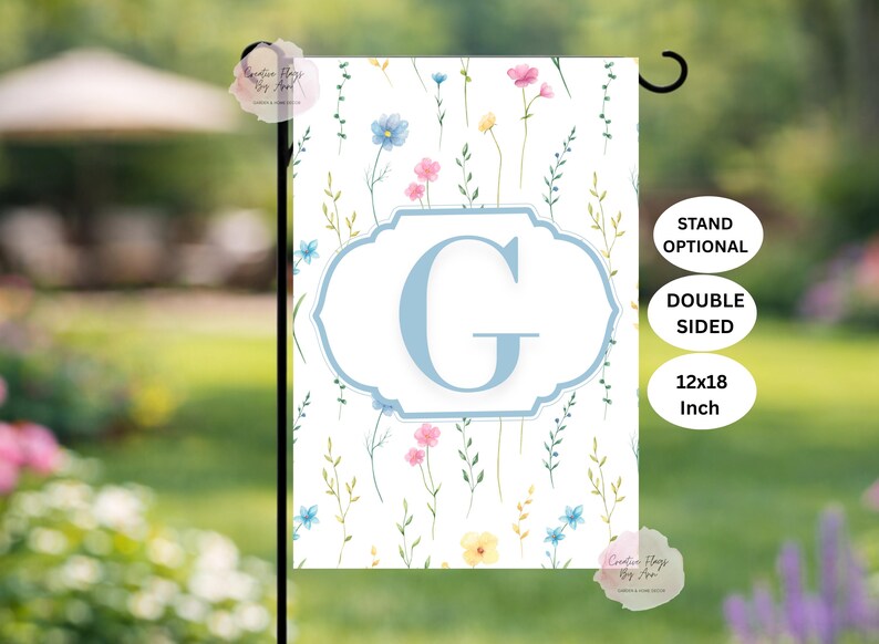 Personalized Floral Monogram Flag , Custom Initial ,spring Floral Flags ...