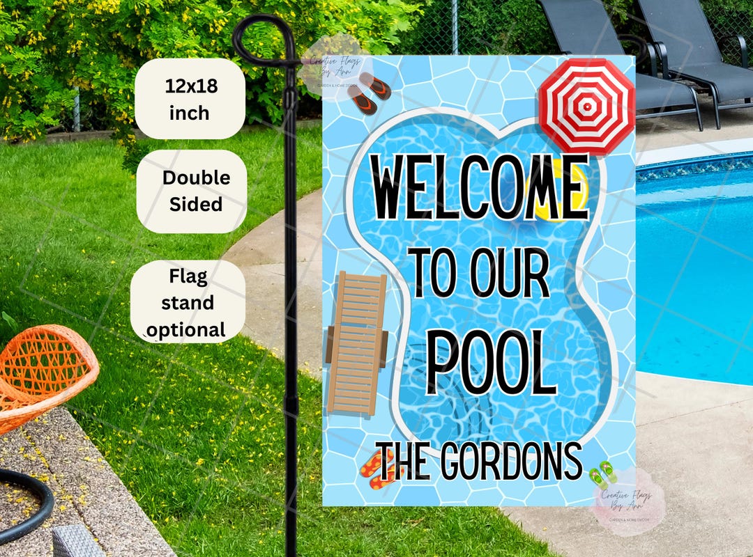 Pool Edging Flags Pool Flag, Personalized Pool Flag, Swimming Pool , Spring Garden Flag ...