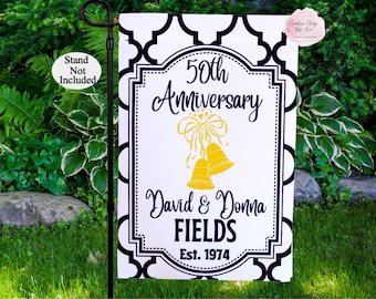 Anniversary Flag, 50th Anniversary Sign, Personalized Garden Flag, Spring Yard Flag, Happy Anniversary, 25th Anniversary, 12x18 Custom Flag