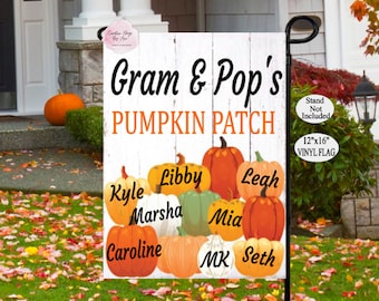 Grandparent Fall Flag, Pumpkin Patch Garden Flag, Fall Garden Flag, Mimi's Favorites Flag, Pumpkin Flag, Grandkids Name Flag, Halloween Flag