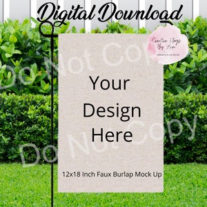 Spring Garden Flag Background Mock Up, Sublimation Garden Flag Mock Up, Faux Burlap Flag Mock Up , Garden Flag Template , Digital Download