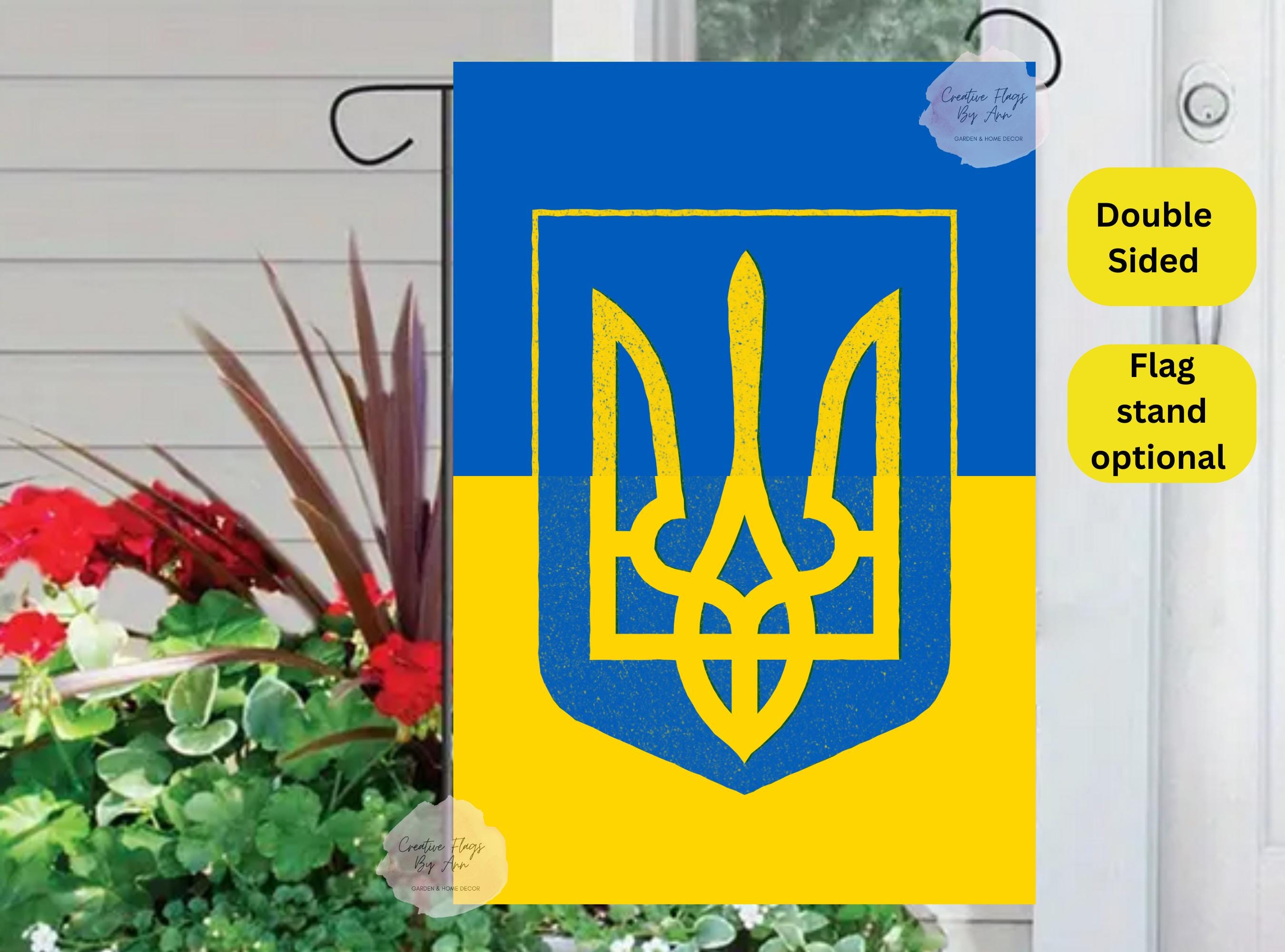 Bandiera Ucraina Tridente 12x18 Poliestere Per Asta Da Giardino Trade Winds