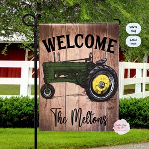 Tractor Garden Flag, Personalized Farm , VINYL Flags, Summer Yard Flag, Porch , Entry , Yard , Housewarming Gift