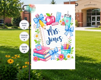 Custom Teacher Flag | Classroom Decor | Personalized Teacher Gift | 12x18 inch Flag | Educator | School Sign | Door Hanger