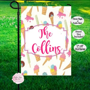 Ice Cream Garden Flag, Personalised Spring Flag, Summer Garden Flag, Porch Decor, Entry Flag,  Pool Flags, Housewarming Gift ,Popsicle Flag