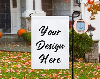 Fall Garden Flag Mockup: White Sublimation Flag Template (Digital Download)