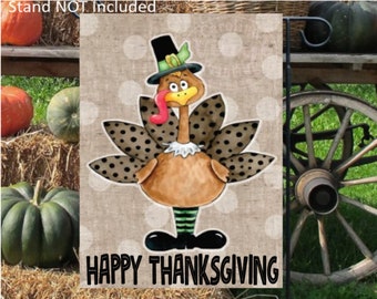 Thanksgiving Garden Flag, Turkey Flag, Fall Garden Flag, Give Thanks, Thanksgiving Turkey Design Flag
