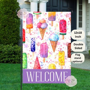Popsicle Flag, Summer Flag,  Ice Cream Cones, Summer Vibes, Welcome Garden Flag, Patio Decor, Outdoor Pool Flag