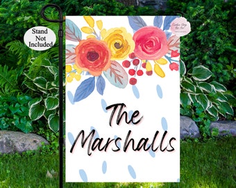 Personalized Floral Garden Flag: Spring Summer Porch Decor