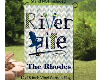 River Life Garden Flag, Lake Flag, Personalized Lake Flag, Camper Flag, Cabin Flag, Summer Flags ,Lake House Flag, River Flag