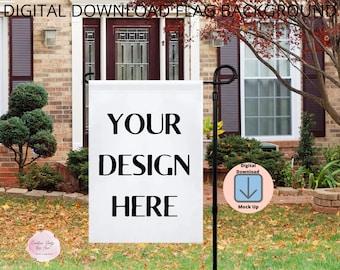Fall Garden Flag Mockup: White Sublimation Template (Digital Download)