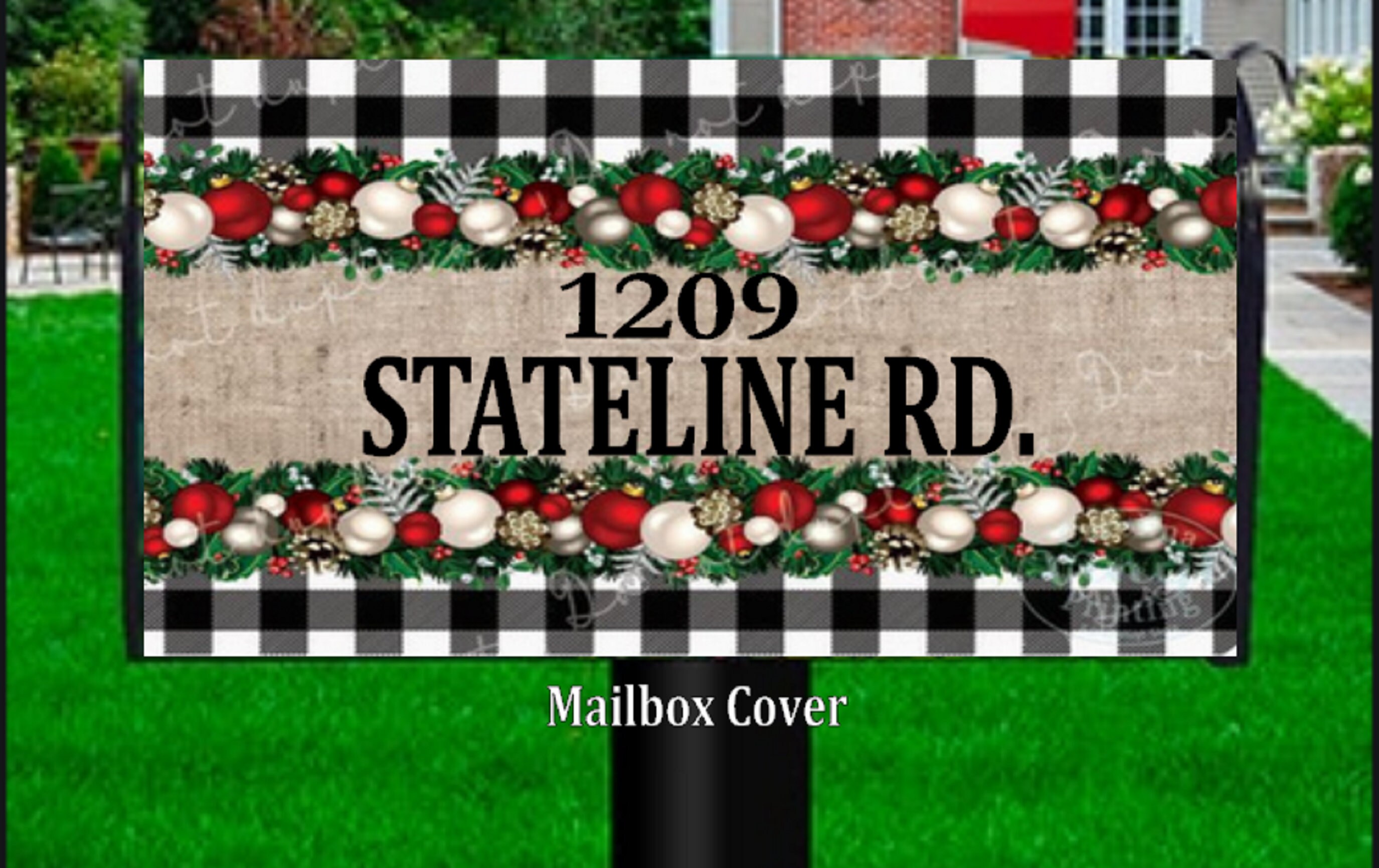 Custom Magnetic Mailbox Wrap - Personalized Name & Address Mailbox Cover For Standard Mailboxes (Red)