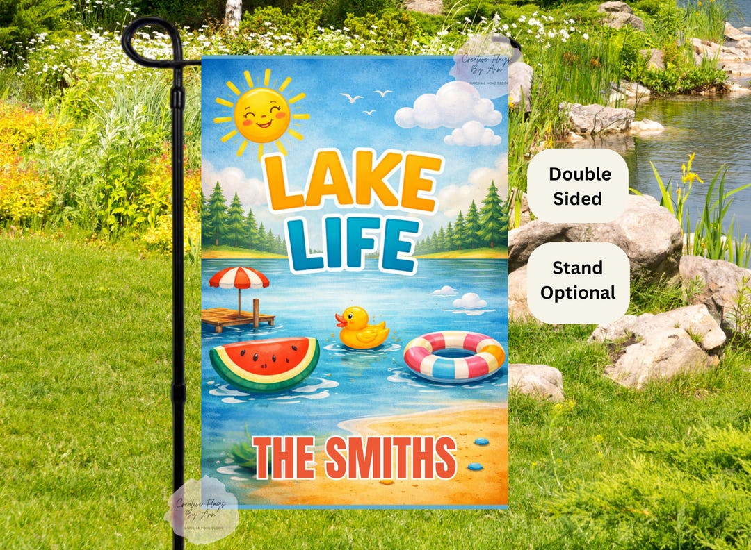 Personalized Lake Life Garden Flag, Custom Family Name ,summer Lake ...