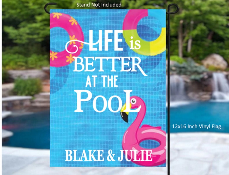 Personalized Pool Flag, Pool House Flag, Pool Garden Flag, Pool Decor ...