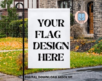 Fall Garden Flag Mock Up, Sublimation Garden Flag Mock Up, Fall White Flag Mock Up, 2 Files, Garden Flag Template , Digital Download, Autumn