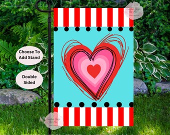 Colorful Heart Flag, Valentines Day Flag, Valentine Heart Flag, February Garden Flag, Valentine Flag, Valentine Gift , Preppy Valentine Flag