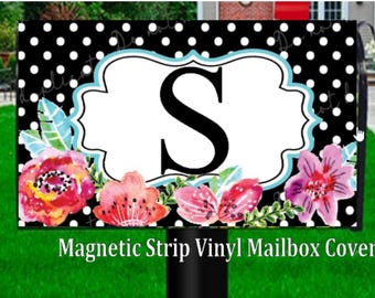 Floral Mailbox Cover, Spring Mailbox Cover, Personalized Address Numbers ,Vinyl Mailbox Wrap, Magnetic Mailbox Cover, Initial Mailbox Cover