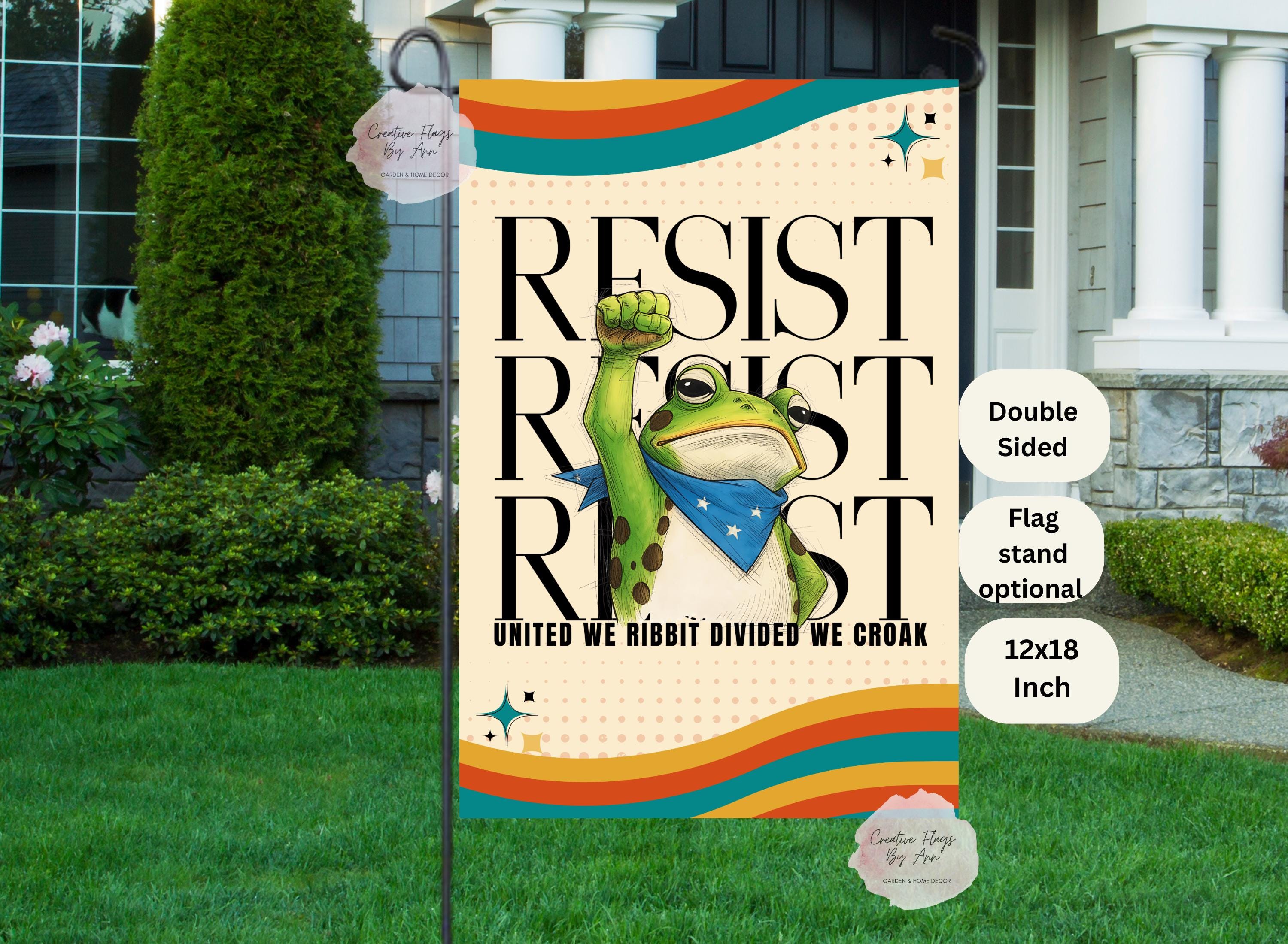 Discover Portland Frog Flag, United We Ribbit , Divided We Croak, Frog Resist Protest Flag, Anti ICE , Anti Fascism, Green Frog  Flag, Anti Trump