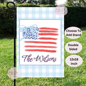 Patriotic Garden Flag, Patriotic Yard Decor, 4th of July Flag, Personalized Garden Flag, Red White and Blue Banner, Gift Idea, American Flag
