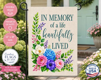 In Memory Garden Flag, Memorial Garden Flag, Sympathy Gift, Custom Memorial Flag, Floral Remembrance Flag, Bereavement Gift,  Memorial Decor