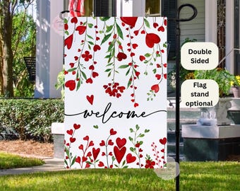 Valentines Day Welcome Flag, Valentine Garden Flag Flowers, My Valentine , Love Flag, Spring Flags, Double Sided 12x18 Inch
