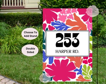Custom Address Flag, House Number Flag, Custom Garden Flag ,Floral Flag, Personalized Garden Gifts, Fall Flag, Year Round Flags, Funky Flags