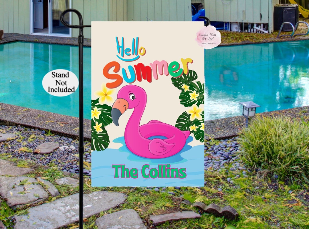 Pool Edging Flags Flamingo Pool Flag, Personalized Pool Flag, Pool Garden Flag, Entry ...