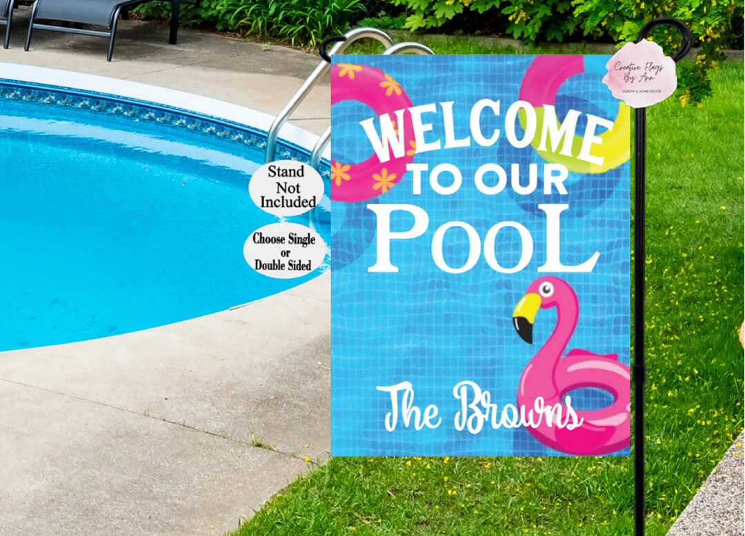 Pool Edging Flags Pool Garden Flag , Summer Pool Flag, VINYL Garden Flag, Coastal Yard ...