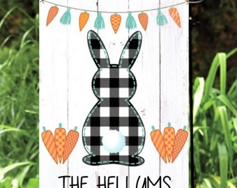 Easter Bunny Garden Flag, Welcome Peeps, Plaid Easter Bunny, Personalized Easter Yard Flag, Spring Garden Flag, Bunny Tail Flag, Vinyl Flag