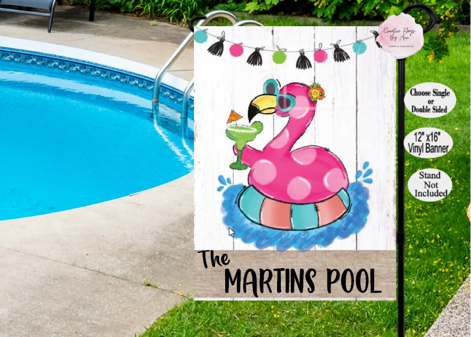 Pool Edging Flags Personalized Pool Flag, Pool House Flag, Pool Garden Flag, Pool Decor ...