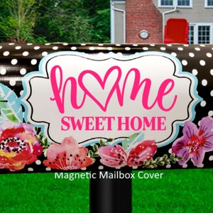 Floral Mailbox Cover, Spring Mailbox Cover, Home Sweet Home Mailbox ,Vinyl Mailbox Wrap, Magnetic Mailbox Cover
