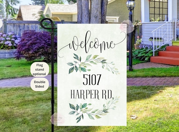Personalized Address Garden Flag, Fall Garden Flag, Entry Flag, Housewarming Gift ,House Number Flag, Modern Home Gift Idea