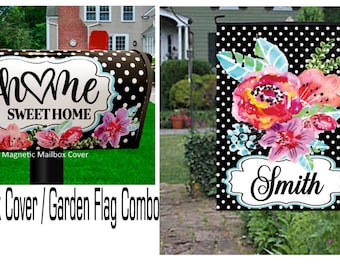 Floral Mailbox Cover & Garden Flag Combo: Home Sweet Home Vinyl Decor