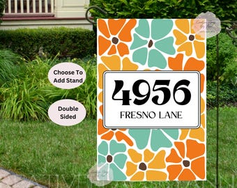 Custom Address Flag, House Number Flag, Custom Garden Flag ,Floral Flag, Personalized Garden Gifts, Fall Flag, Year Round Flags, 12x18 in