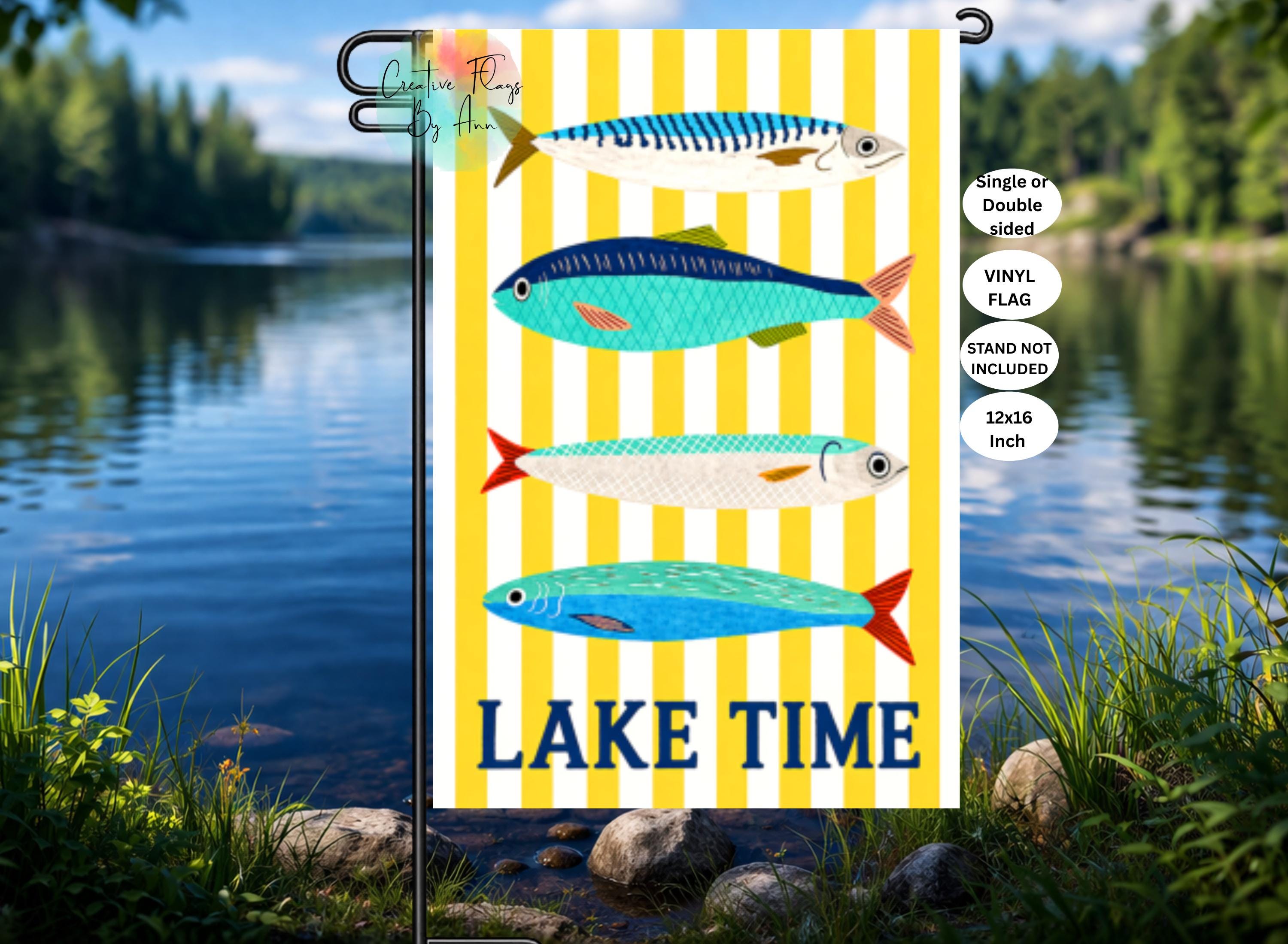 Lake Flag, Lakehouse, VINYL Fish Flag, Beach House,lake Time, Lake Life ...