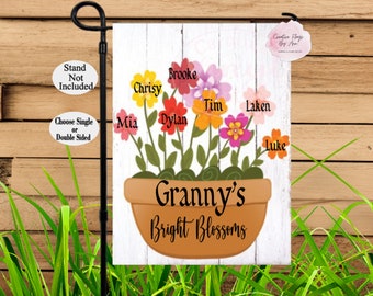 Nana's Garden Flag, Spring Flag, Grandma's Favorites Flag, VINYL FLAG, Flowers Flag, Grandkids Name Flag, Mimi Flag, Grandparents Flag