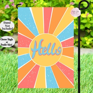 Hello Summer Garden Flag , Popsicle Flag,  Sun Flag, Colorful Flag, Beach House Flags, Pool Flag, Summer Yard Decor