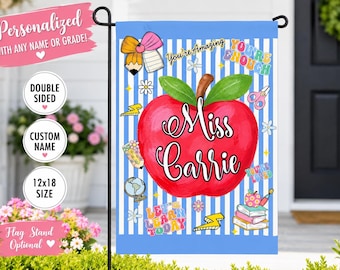 Personalized Teacher Garden Flag, Classroom Garden Flag, Teacher Appreciation, Teacher Gift , Classroom Banner, School Flag 12x18