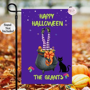 Halloween Witch Garden Flag, Trick Or Treat Flag, Halloween Porch, Fall Garden Flag, Witch Legs Flag, Spooky Flag, Personalized Flag