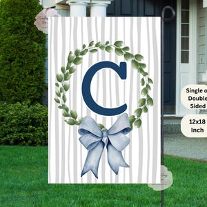 Monogrammed Garden Flag: Vine Wreath Initial, Porch Decor