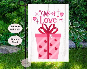 Valentine Garden Flag, Spring Flags,  Gift Of Love Flag, Valentine Hearts,  Valentines Day Flag, Modern Home Flag, Love Flag, Hearts Flag