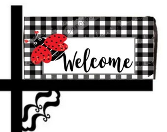 Valentine Ladybug Mailbox Cover Garden Flag Combo: Magnetic Vinyl Wrap