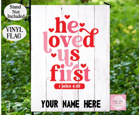 Valentine's Day Love Garden Flag - Pink Heart Valentines Day Spring Welcome  - Religious Bible Verse Yard flags - But the greatest of these is love 