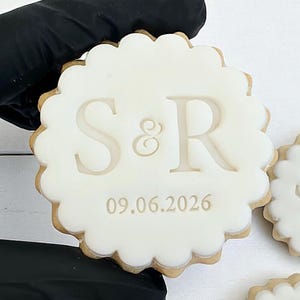 Custom Initials Fondant Cookie Stamp and Cutter: M&S Size, Personalized Embosser, Acrylic Engraved