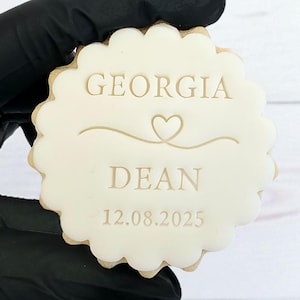 Custom names and  Date wedding Fondant Stamp, Wedding Cookie Biscuit Embosser, Cake Icing Cupcake Stencil, Clay stamp, personalised cookie