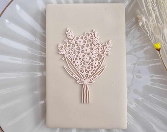 Bouquet embosser fondant stamp with matching cutter, acrylic Debosser for cookies, cupcakes