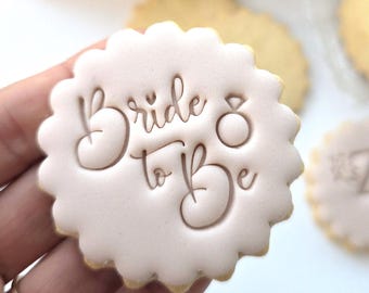 Engagement party, bridal party, hen do Fondant Cookie Stamp and Cutter: M&S Size, Personalized Embosser, Acrylic Engraved